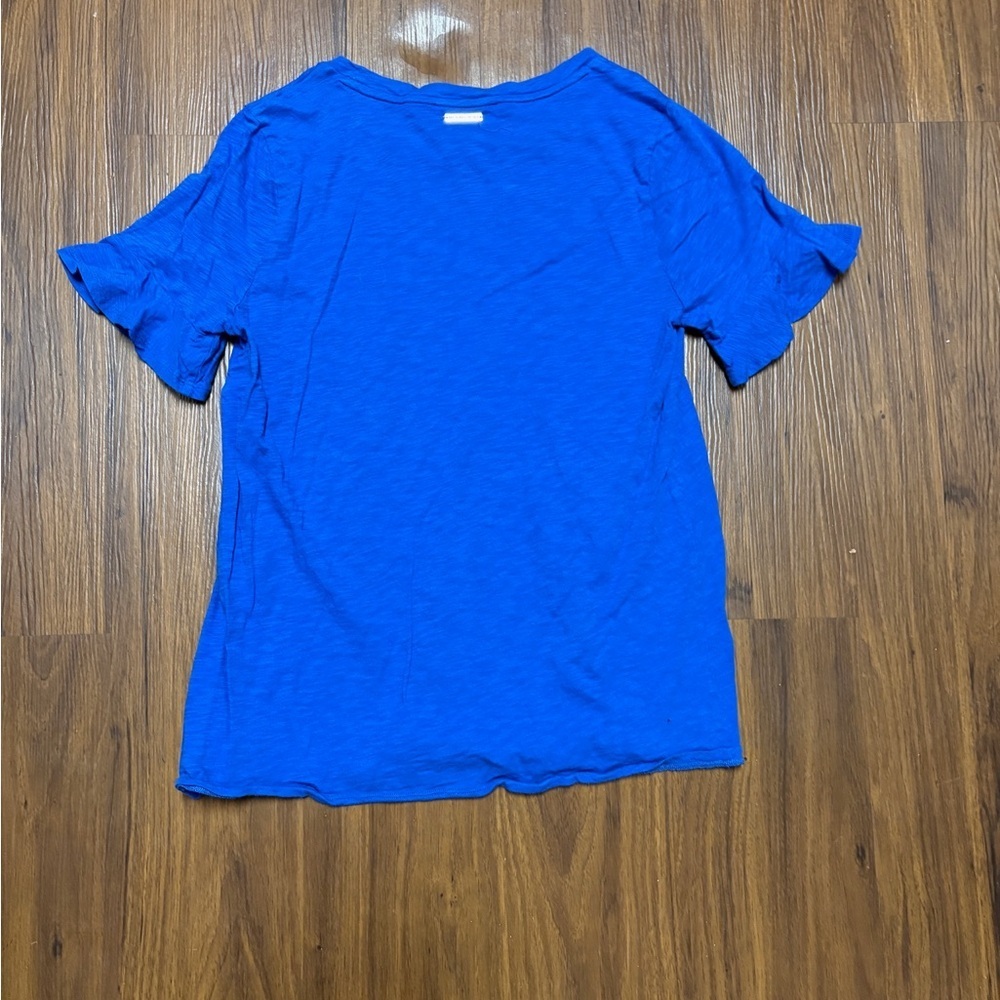 Michael Kors Royal Blue Ruffle Sleeve Tee - Picture 3 of 8